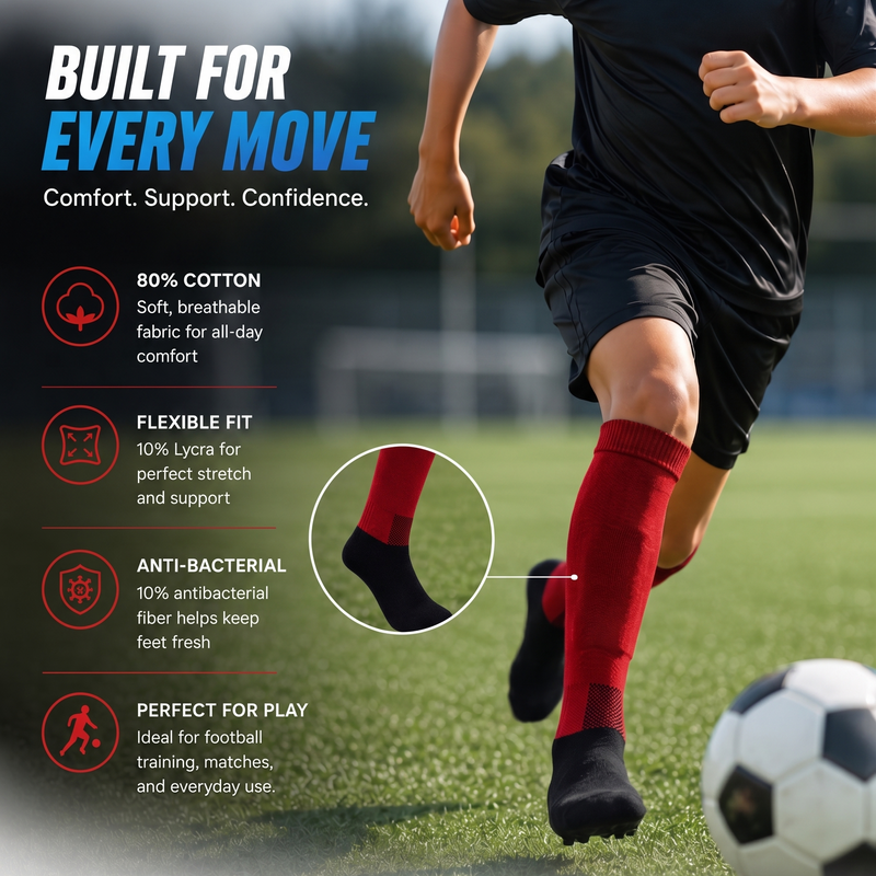 ProShield Kids Football Socks – Red