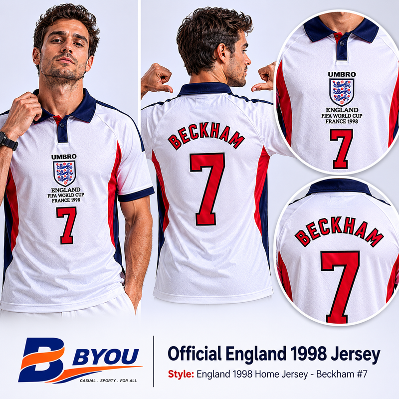 England 1998 Classic Football Jersey