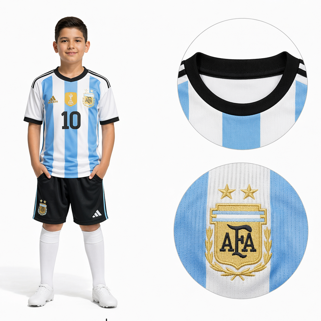 Argentina 2026 Messi #10 Kids Kit – Shirt & Shorts