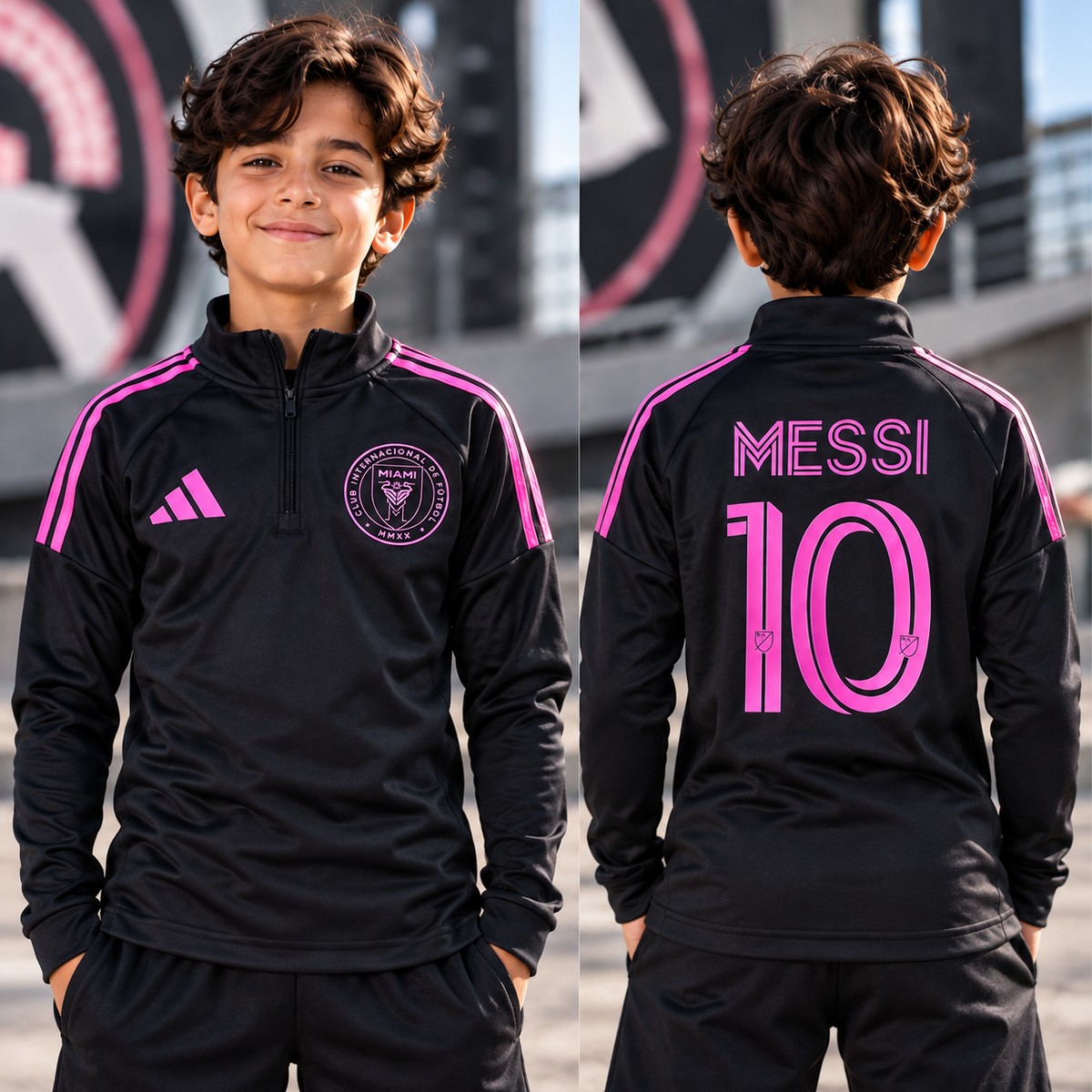 Inter Miami Kids Tracksuit(Top only)– Black