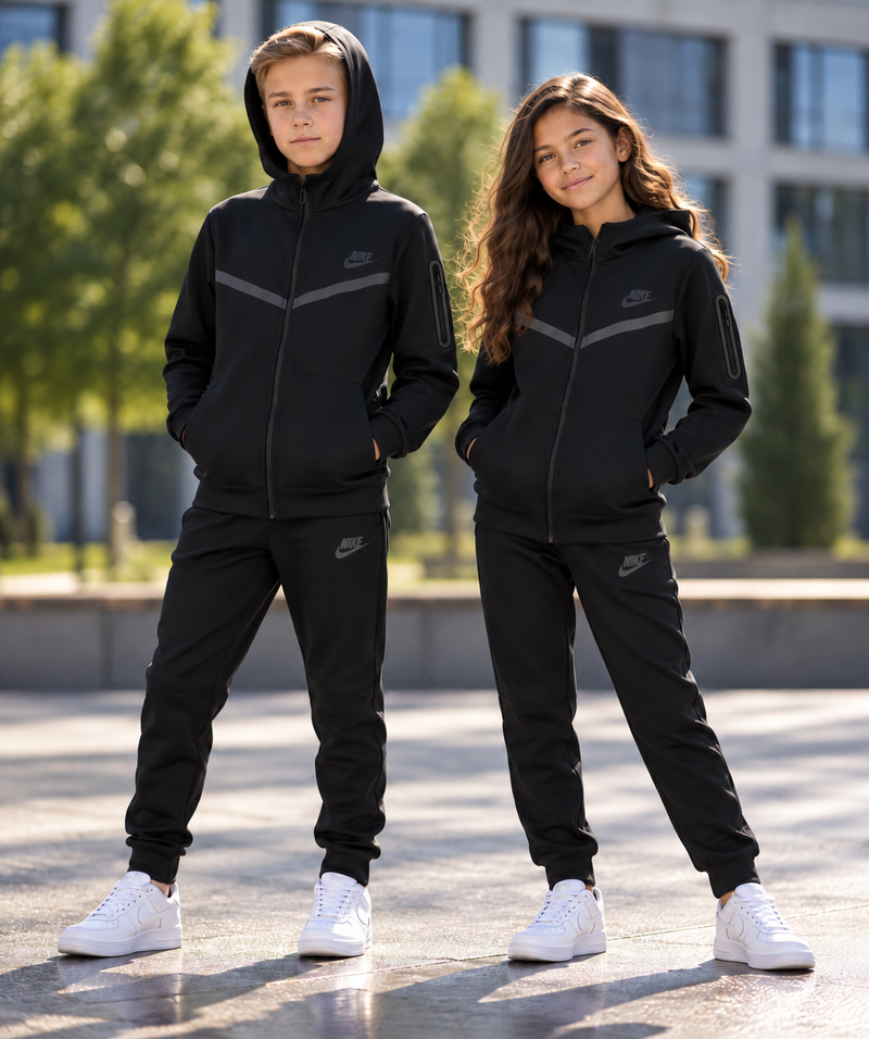 Kids Tech Performance Tracksuit – Black | Premium Edition