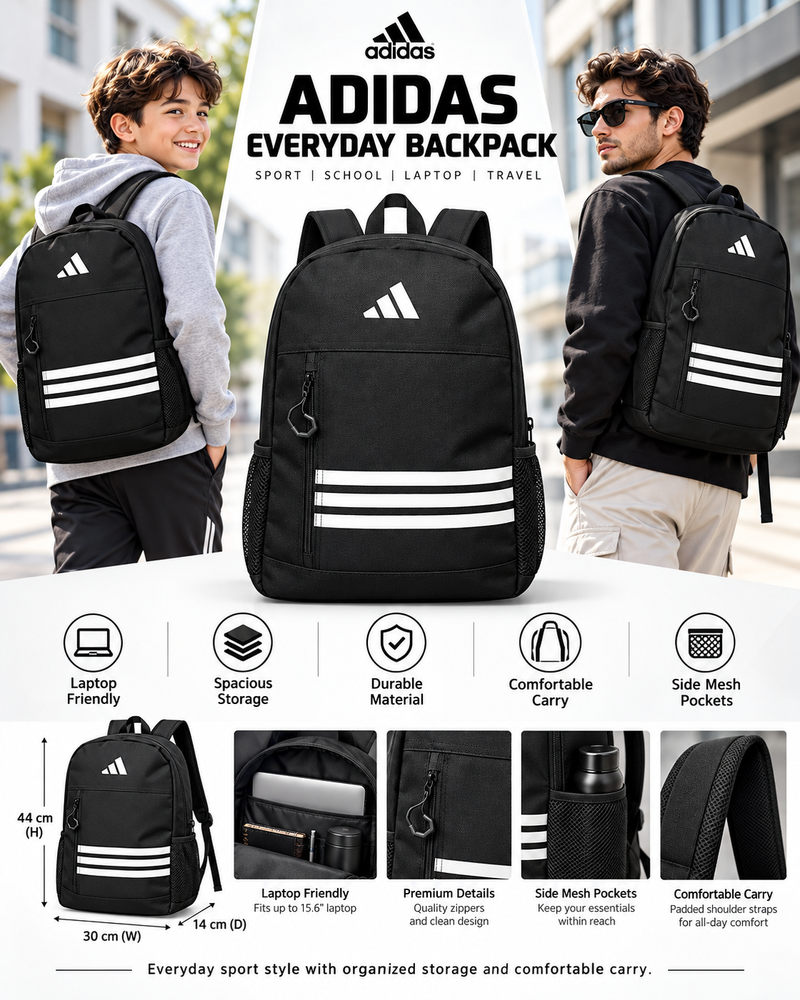 Adidas Everyday Sports Backpack – Black | School, Gym & Laptop
