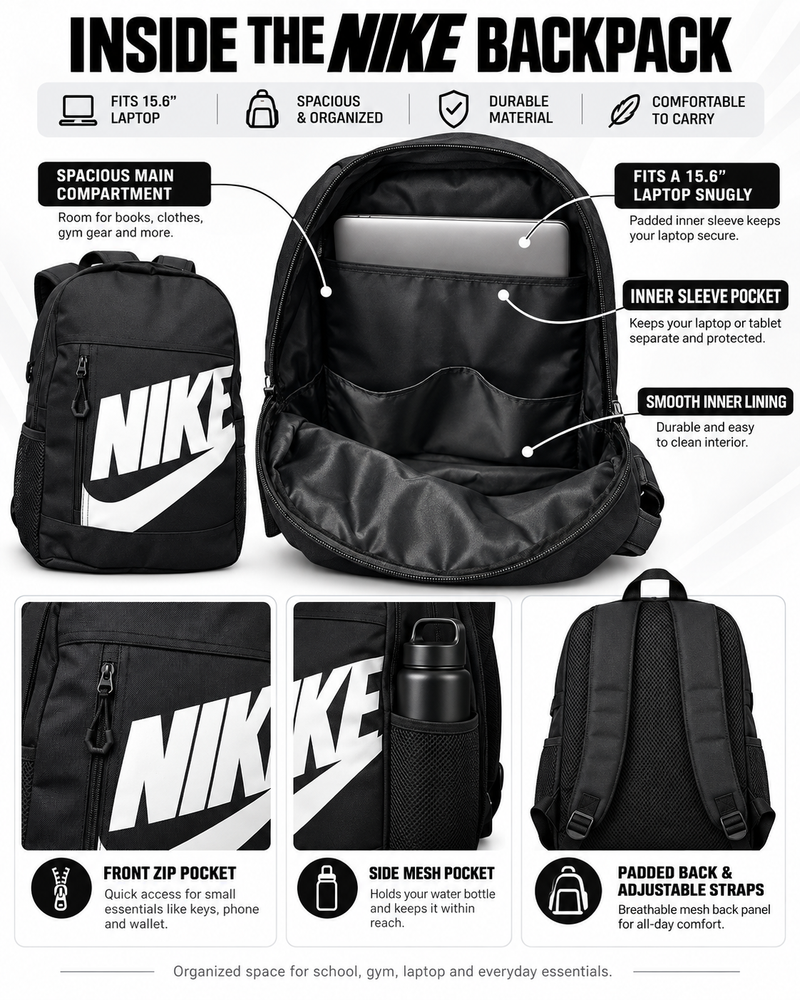 Everyday Sports Backpack – Black | School, Gym & Laptop