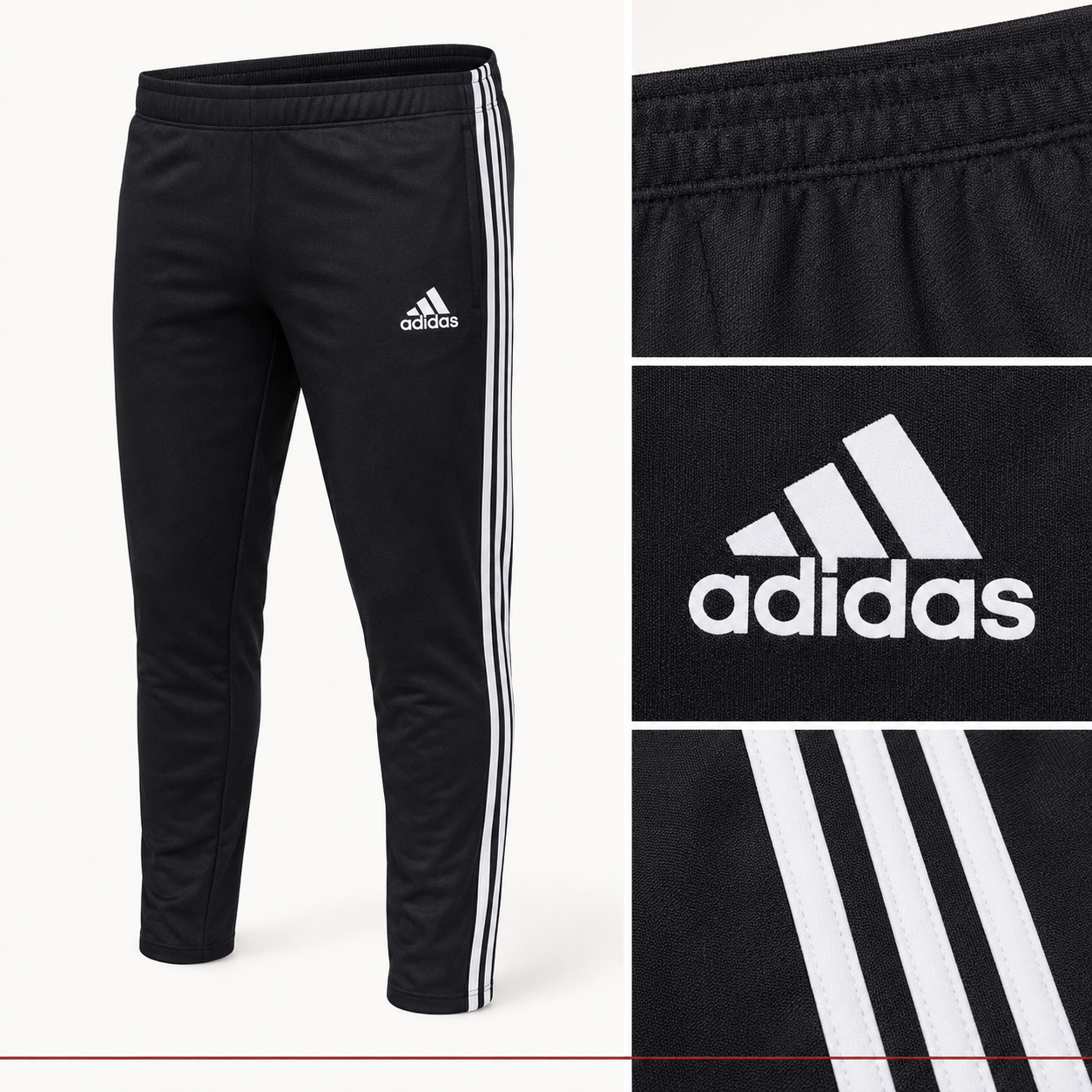adidas alternate style black training sweatpants detail views