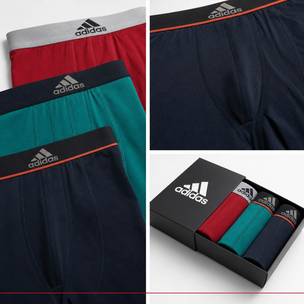 adidas men's underwear 3 pack detail views