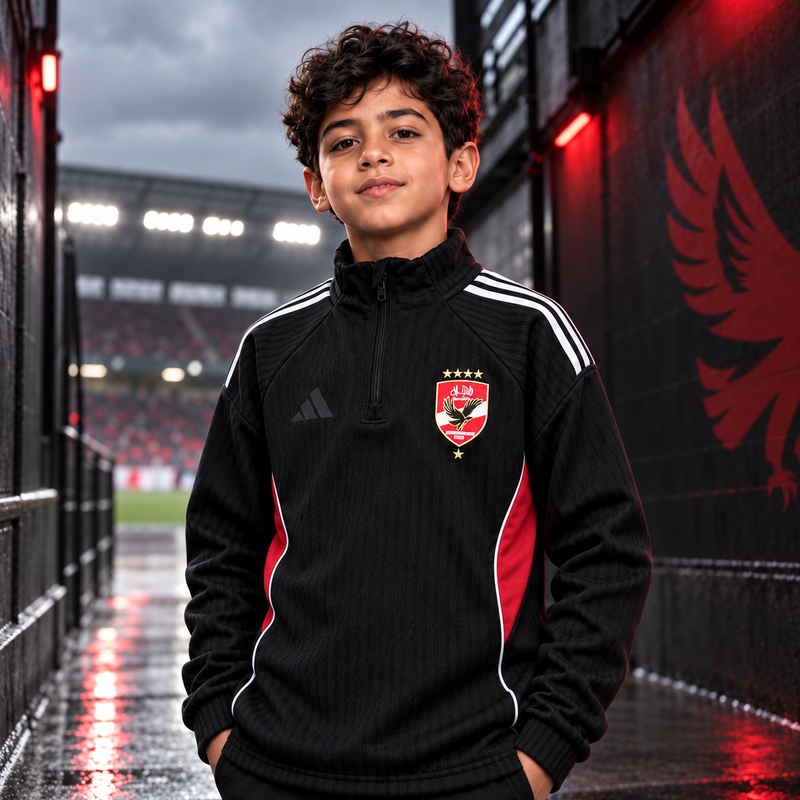 Al Ahly Kids Track Jacket – Black & Red (Top Only)
