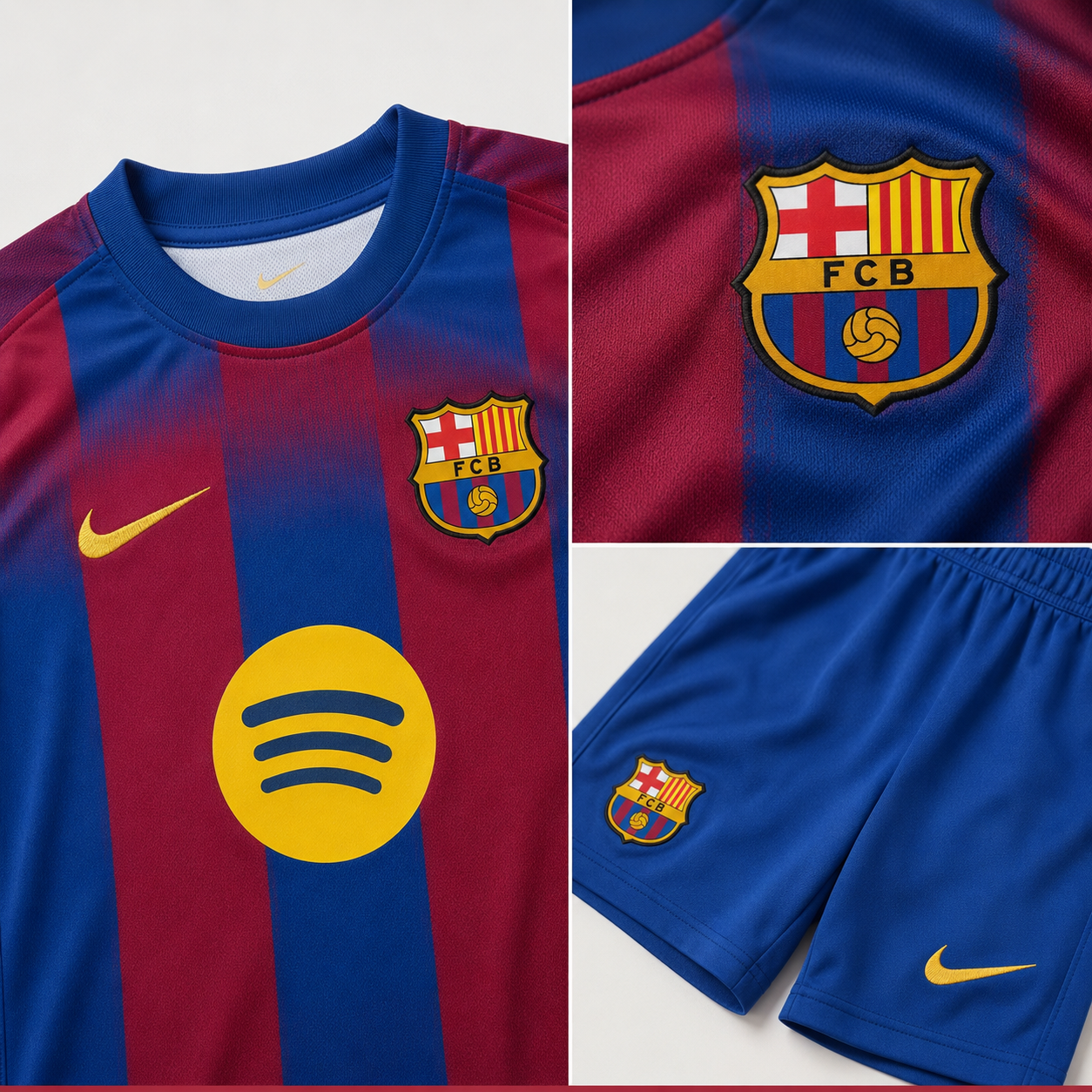 Barcelona 2026 kids football kit detail views
