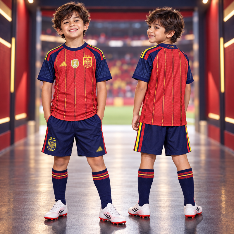 Spain 2026 Home Kids Football Kit – T-Shirt & Shorts