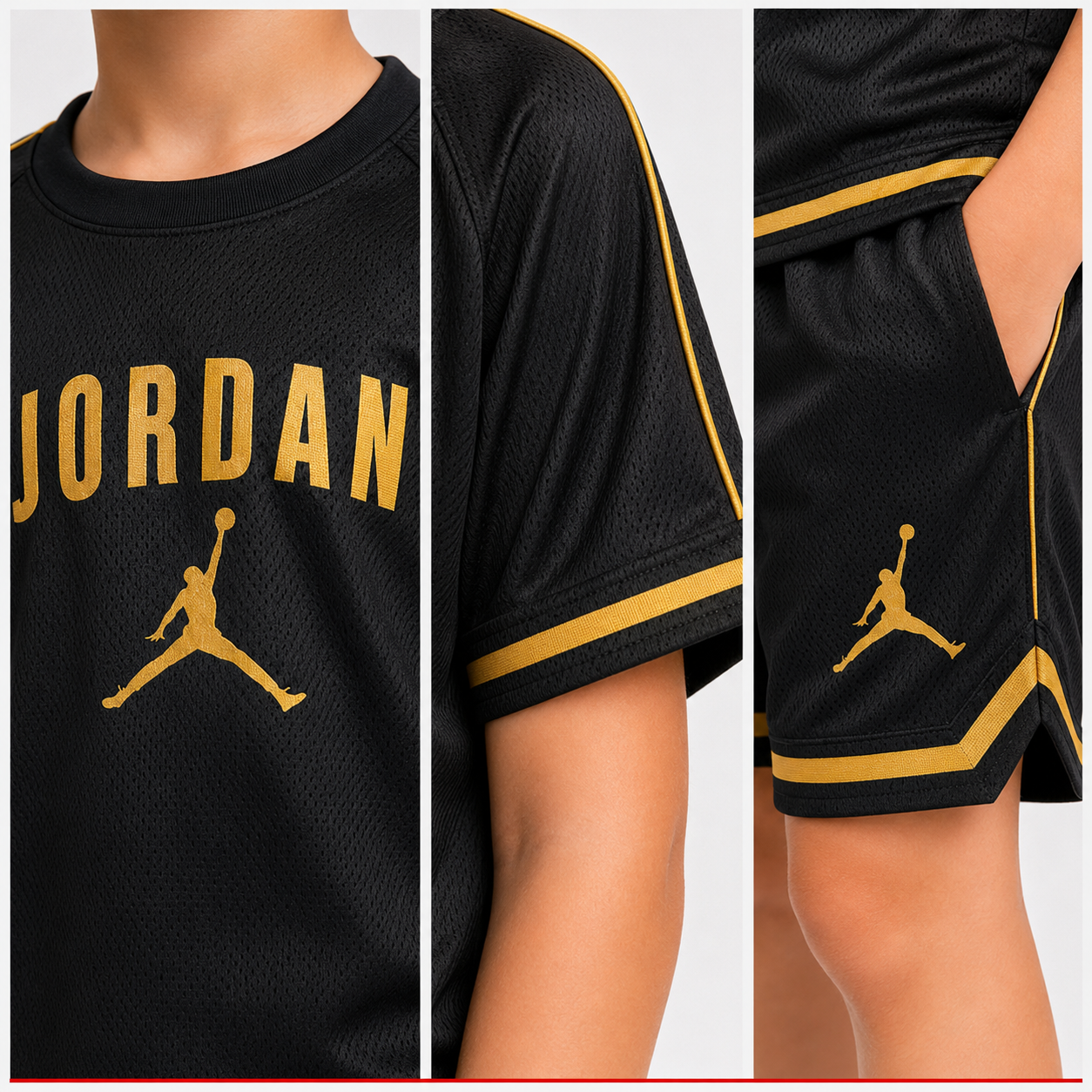 Jordan kids black sports set detail views