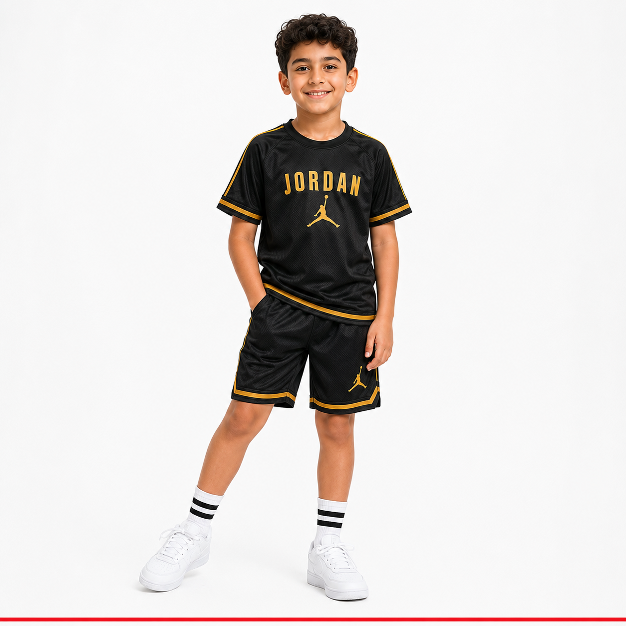 Boy wearing Jordan kids black sports set