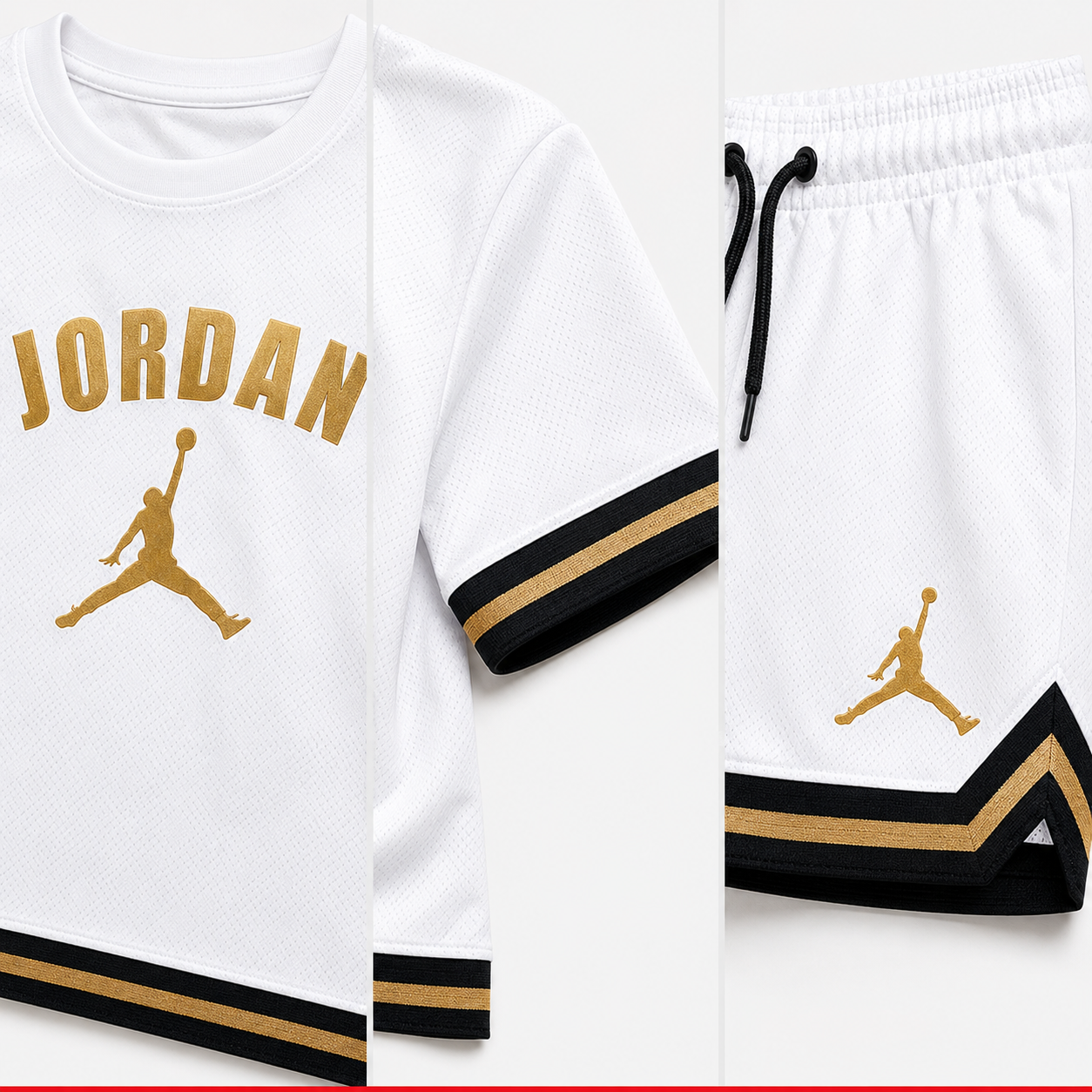 Jordan kids white sports set detail views