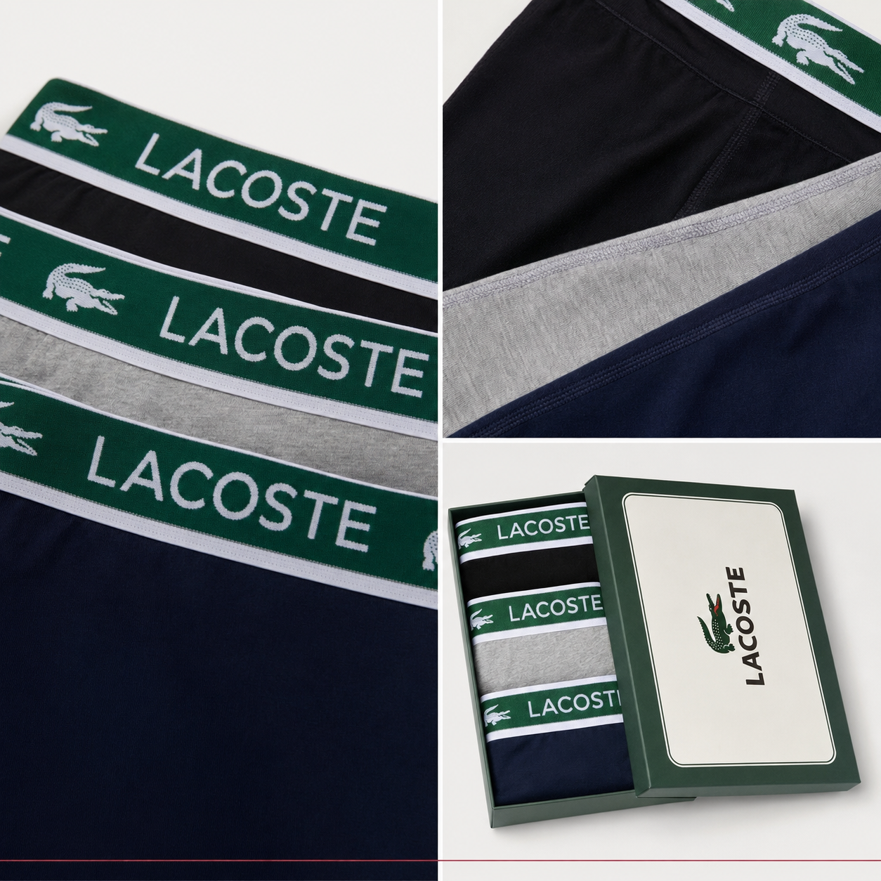 Lacoste men's underwear 3 pack detail views