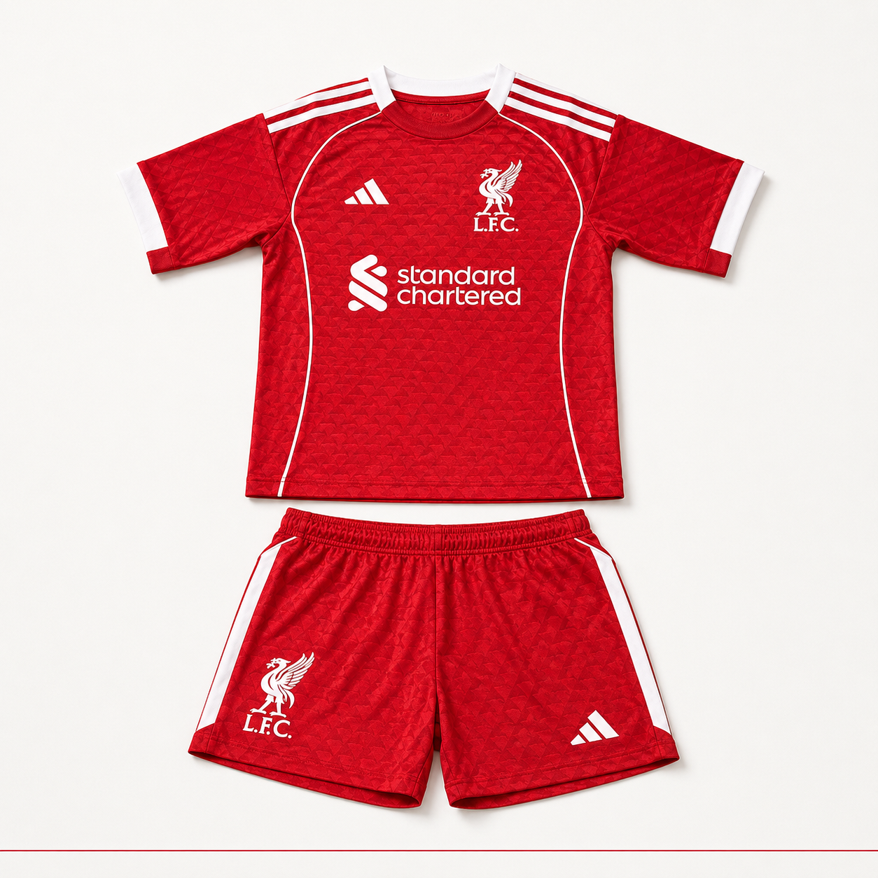 Liverpool 2026 kids football kit front view