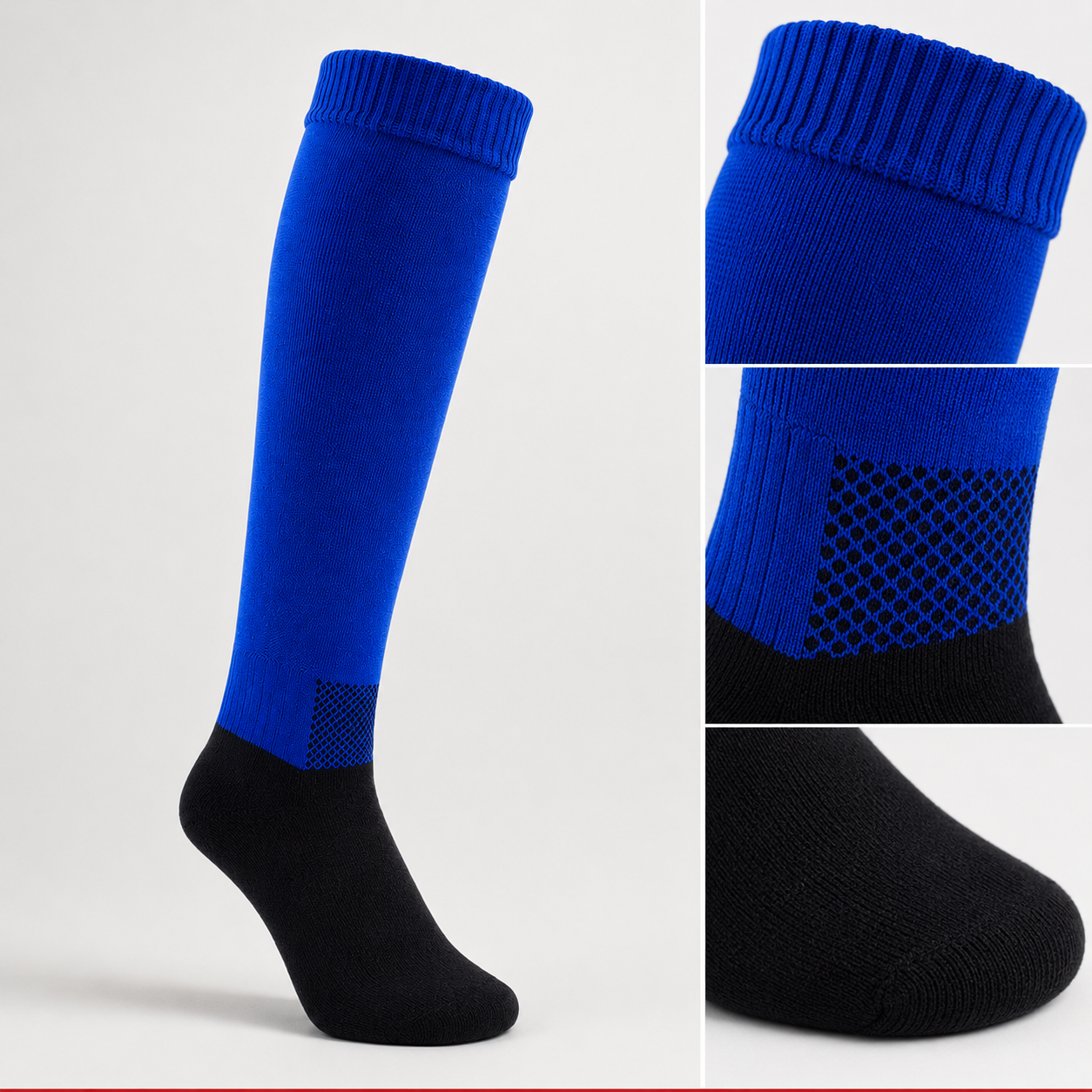 ProShield kids blue football socks detail views