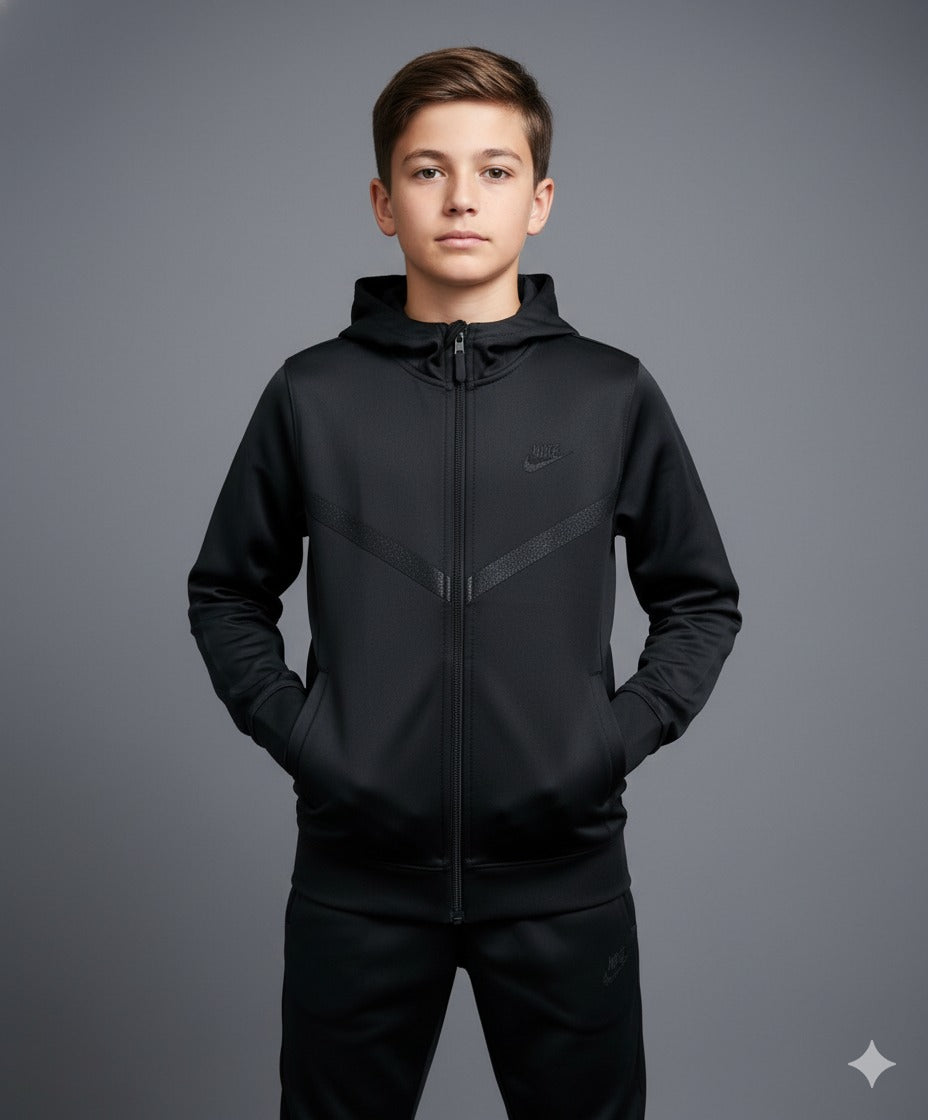 Kids Tech Performance Tracksuit – Black | Premium Edition
