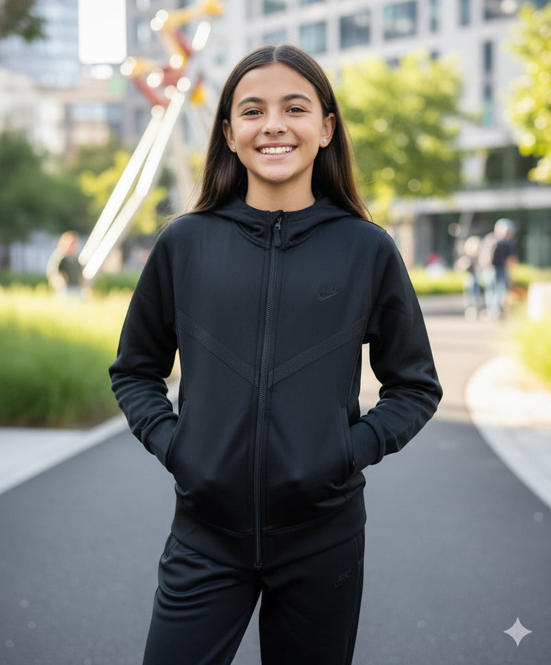 Kids Tech Performance Tracksuit – Black | Premium Edition