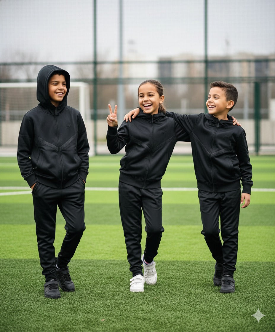 Kids Tech Performance Tracksuit – Black | Premium Edition
