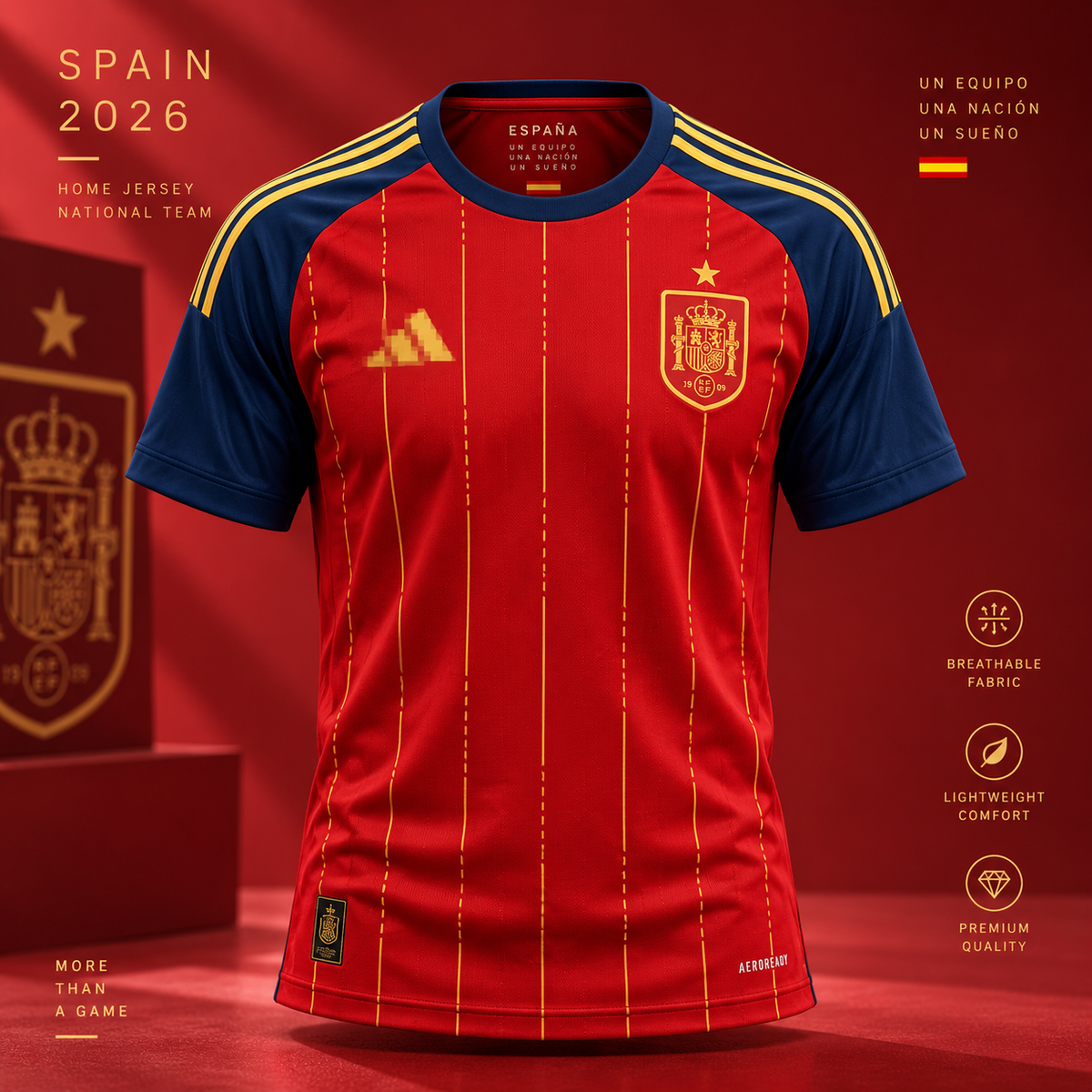Spain 2026 home adult football jersey