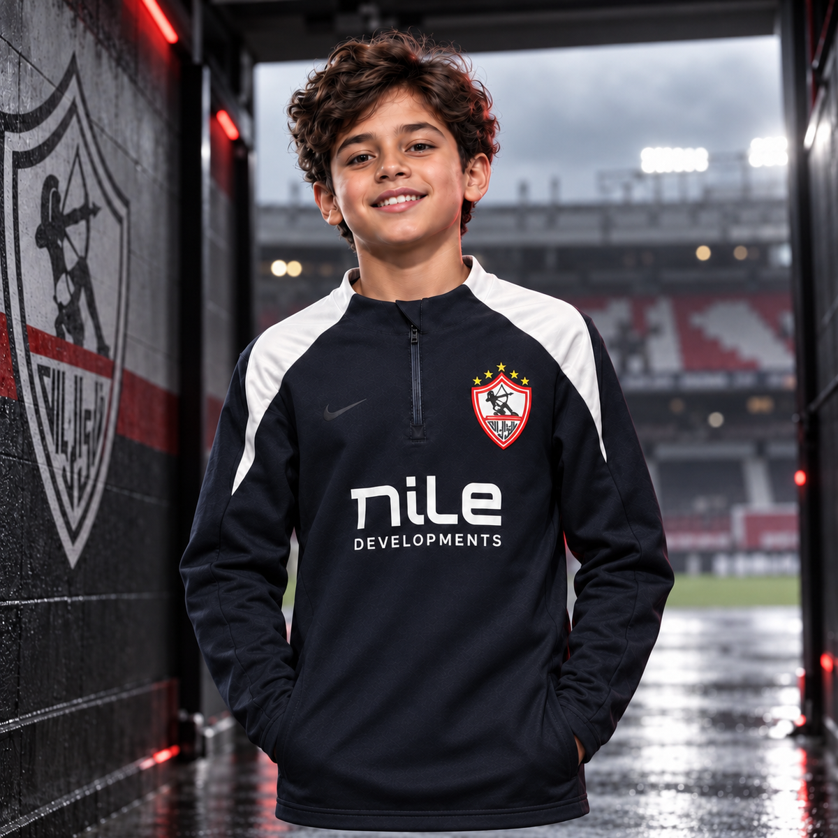 Zamalek kids track jacket top only – Navy & White